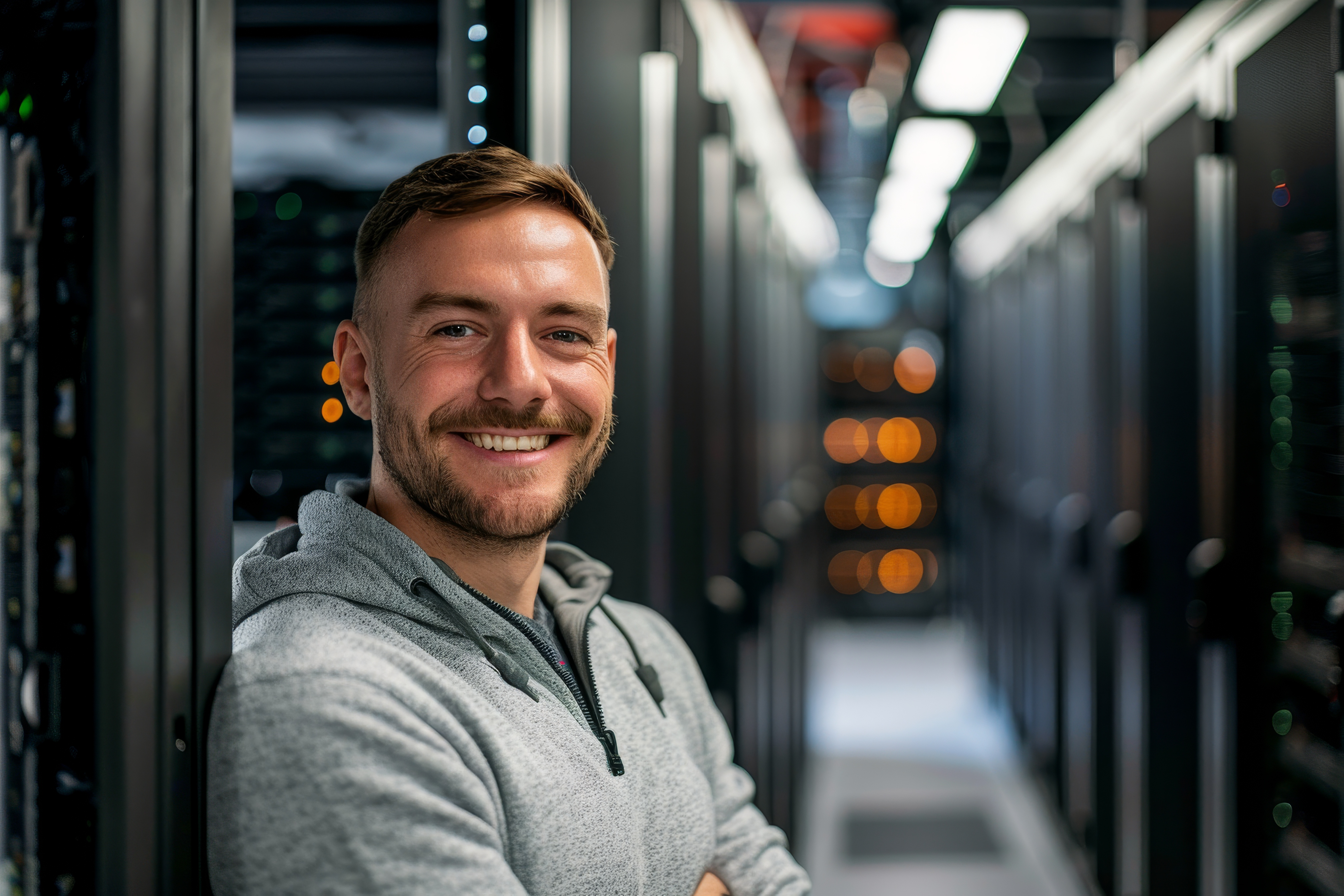 A UKNode engineer inside the Manchester data centre.